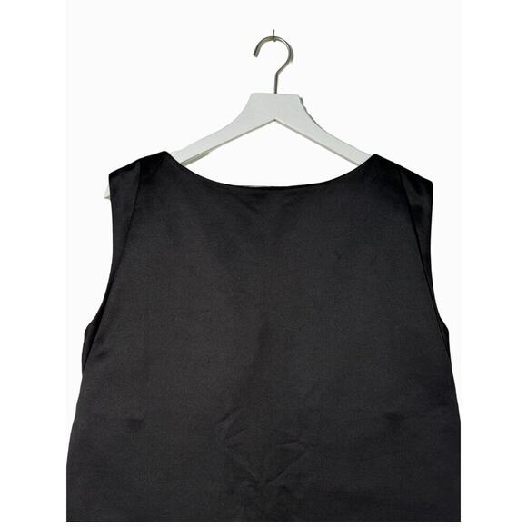 COS Black Satin Feel Sleeveless Shift Dress | Minimalist Chic Size M (40) - Picture 2 of 9